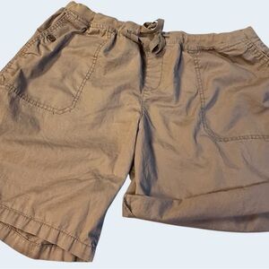 Merona Khaki Cargo Shorts Women’s XL Elastic Drawstring Waist 100% Cotton